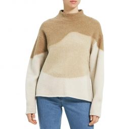 Womens Wool Brushed Intarsia Mock Turtleneck Sweater