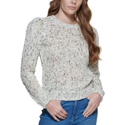 Womens Speckled Pullover Crewneck Sweater