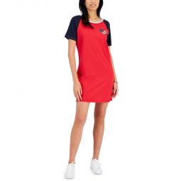 American Baseball Womens Colorblock Short Sleeve T-Shirt Dress
