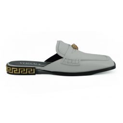 Versace White Calf Leather Slides Flat Womens Shoes
