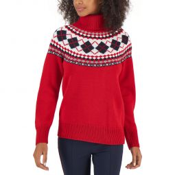 Womens Pattern Turtle Neck Pullover Sweater