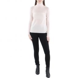 Womens Cashmere Ribbed Trim Turtleneck Sweater