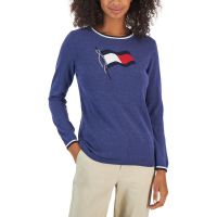 Womens Crew Neck Logo Pullover Sweater