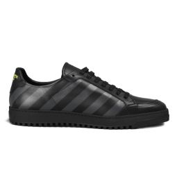 Off-White Elegant Calfskin Sneakers with Grey Womens Stripes
