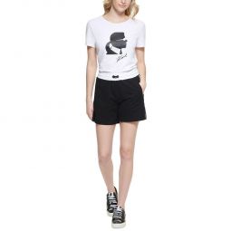 Womens Colorblock Logo High-Waist Shorts