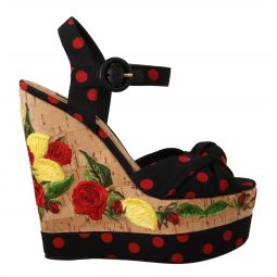 Dolce & Gabbana Multicolor Platform Wedges Sandals Charmeuse Womens Shoes