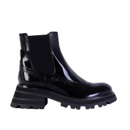 Alexander McQueen Black Leather Chelsea Womens Boots