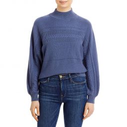 Womens Cable Knit Cozy Mock Turtleneck Sweater