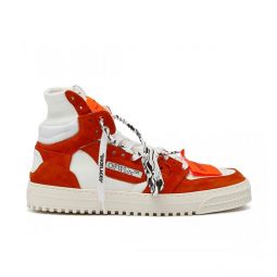 Off-White Mens Court 3.0 High Top Leather Suede Sneakers Orange White
