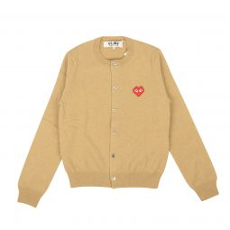 COMME DES GARCONS PLAY Tan Brown Heart Cardigan Sweater