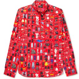 Balenciaga Mens Cotton Poplin Media Dress Shirt in Red