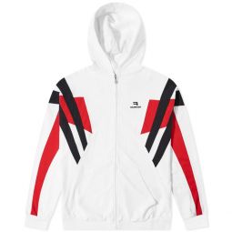 Balenciaga Mens Cotton Zip-up Track Sweatshirt Jacket in White Red