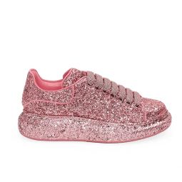 Alexander McQueen Womens Oversized Glitter Sneakers in Pink