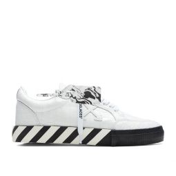 Off-White Mens Low Vulcanized Crocodile Embellished Leather Sneakers White
