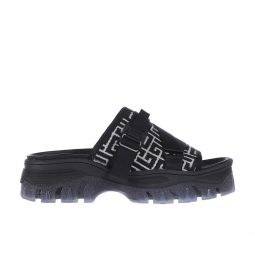 Balmain Mens Ulysse Monogram Slide Sandals in Black