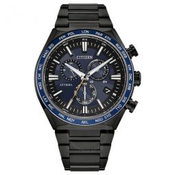 Attesa Perpetual Alarm World Time Chronograph Blue Dial Mens Watch