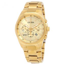 Chronograph Quartz Gold Dial Mens Watch