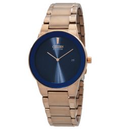 Eco-Drive Blue Dial Rose Gold-tone Mens Watch