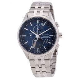 Eco-Drive Radio-Controlled Moon Phase Blue Dial Mens Watch