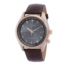Perpetual World Time GMT Eco-Drive Grey Dial Mens Watch