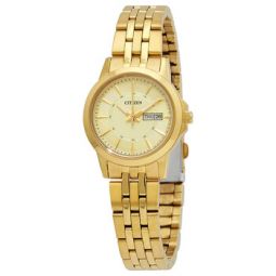 Quartz Gold Dial Yellow Gold-tone Ladies Watch
