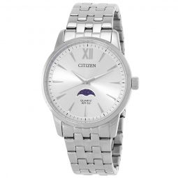 Quartz Silver Dial Mens Moonphase Watch