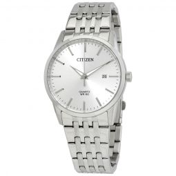 Quartz Silver Dial Stainless Steel Mens Watch