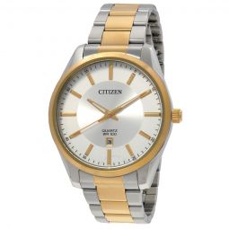 Quartz Silver Dial Two-Tone Mens Watch