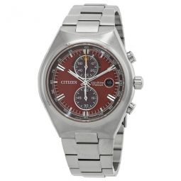 Super Titanium Chronograph Eco-Drive Red Dial Mens Watch