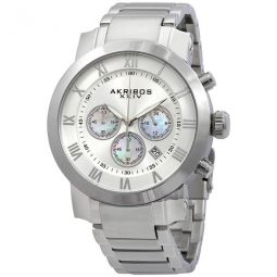 Akribos Grandiose Chronograph Silver Dial Stainless Steel Mens Watch