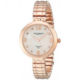 Akribos Impeccable Mother of Pearl Rose Gold-tone Ladies Watch