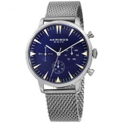 Blue Dial Stainless Steel Mesh Mens Watch