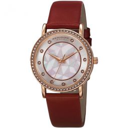 Mother of Pearl Dial Red Leather Ladies Watch