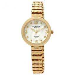 Mother of Pearl Dial Yellow Gold-tone Ladies Watch