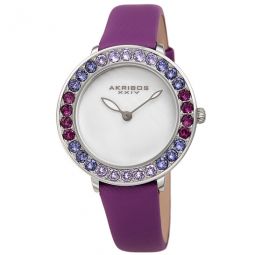 Quartz White Dial Purple Leather Ladies Watch