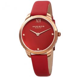 Red Dial Red Leather Ladies Watch