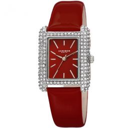 Quartz Crystal Red Dial Red Leather Ladies Watch