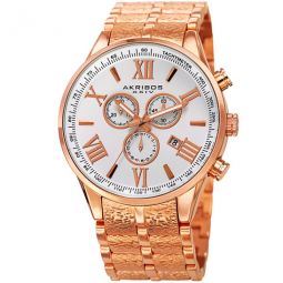 Silver Dial Rose Gold-tone Mens Watch