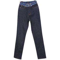 Blue Contrast Color Jeans, Waist Size 24