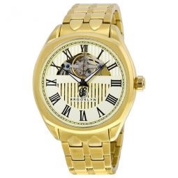 Brooklyn Dunham Skeleton Mens Automatic Ivory Dial Mens Watch