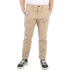 Slim Fit Floral Embroidered Cotton Chinos, Brand Size 52 (Waist Size 35.8)