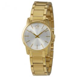 City Silver Dial Yellow Gold-tone Ladies Watch