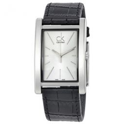 Refine Silver Dial Black Leather Mens Watch