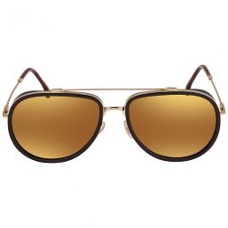 Gold Brown Mirror Pilot Unisex Sunglasses