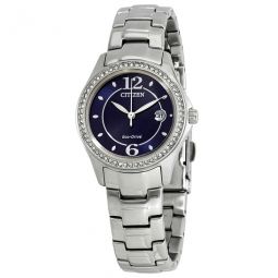 Silhouette Crystal Eco-Drive Blue Dial Stainless Steel Ladies Watch