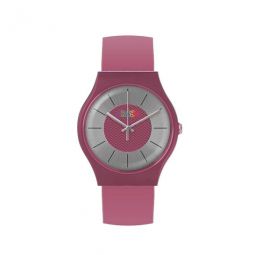 Trinity Silver Dial Hot Pink Leatherette Watch