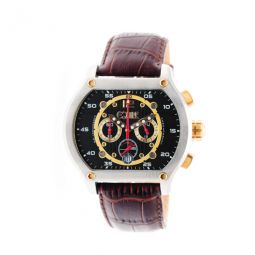 Dash Chronograph Black Dial Brown Leather Mens Watch