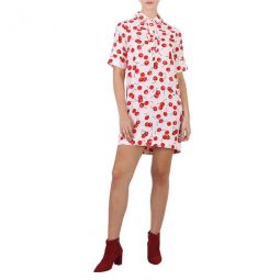 Cherry Print Short Sleeve Dress, Brand Size 34 (US Size 0)