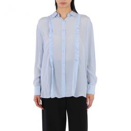 Essentiel Ladies Light Blue Ruffled Oversized Shirt, Brand Size 36 (US Size 2)