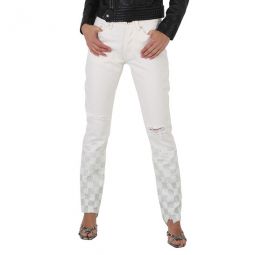 Embellish Crystal Checkerboard Pants, Waist Size 28
